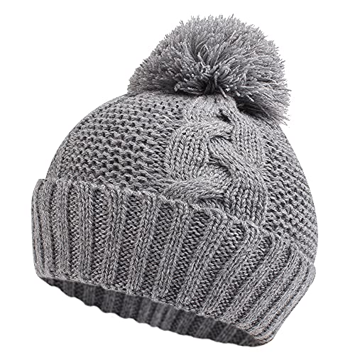 JANGANNSA Winter Knit Baby Hat Twist Warm Beanie for Boy Girl Fall Baby Cap - color: Gray, size: 1-3T