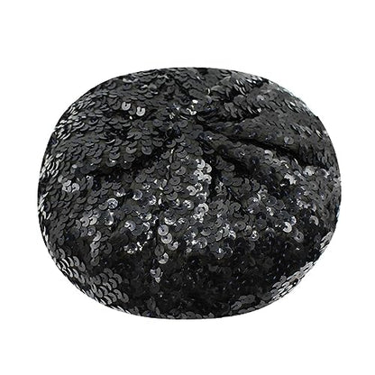 JUMISEE Sparkly Sequin Berets for Women Girls Fashion Beanie Hat Costume Accessories for Festival Party Dance - color: Black