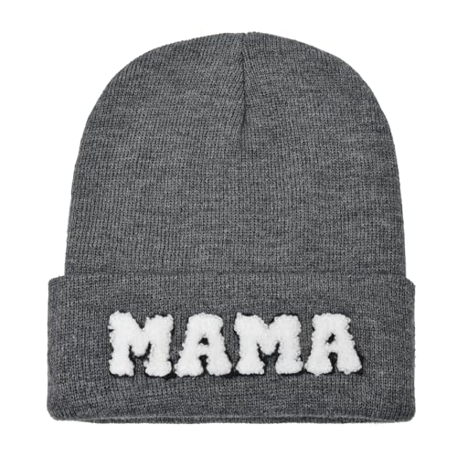 ZOORON Beanie for Men Women Warm Winter Hat Unisex Soft Knit Cuffed Beanie - color: 1pack-mom-grey