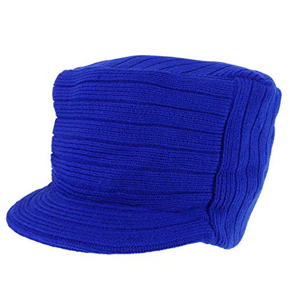 Armycrew Flat Top Army Style Knitted Visored Beanie Cap - color: Royal