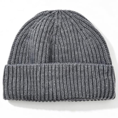 100% Merino Wool Fisherman Beanies for Men Winter Beanie Skull Cap - color: Grey