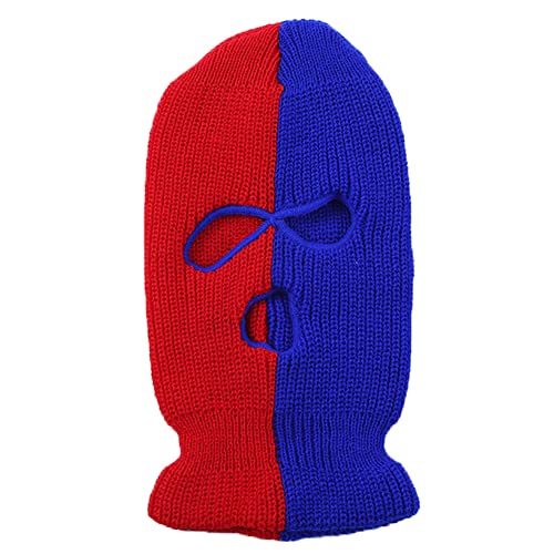 3 Hole Ski Mask Full Face Cover Balaclava Winter Windproof Cycling Accessories for Men Women - color: Red-blue