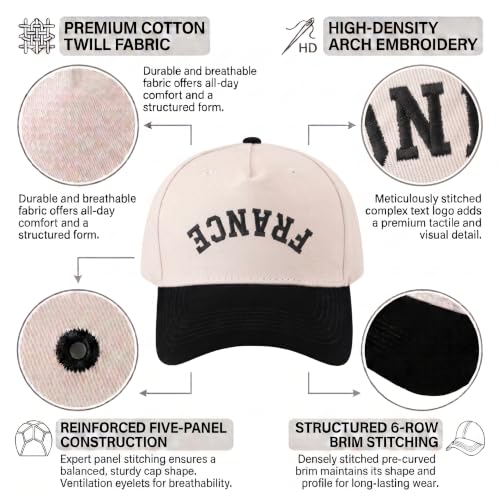 Upside Down Canada Baseball Cap, Embroidered Retro 5-Panel Snapback Hat for Men Women, Casual Streetwear Two-One Trucker Hat - color: France Red