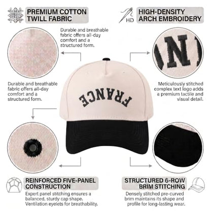 Upside Down Canada Baseball Cap, Embroidered Retro 5-Panel Snapback Hat for Men Women, Casual Streetwear Two-One Trucker Hat - color: France Red