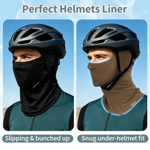 2 Pack Breathable Balaclava Ski Mask, Motorcy Helmet Liner Men Women - color: Grey+Khaki