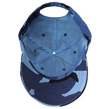 Falari Classic Baseball Cap Dad Hat 100% Cotton Soft Adjustable Size - color: Camouflage - Blue