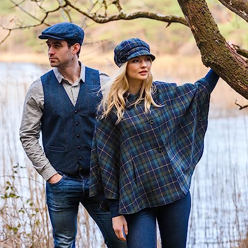 Mucros Weavers Irish Wool Driving Cap, 8 Panel, 100% Wool, Women's Adults Unisex Classic Style, Grey, Large, Formal, Wedding - color: Blue, size: Large