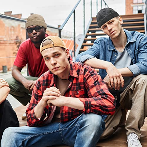 Janmercy 8 Pcs Brimless Hats for Men Adjustable Skullcap Docker Hat Buckle Beanie Cap Wash Cotton No Brim Hats for Men Women - color: Dark Color