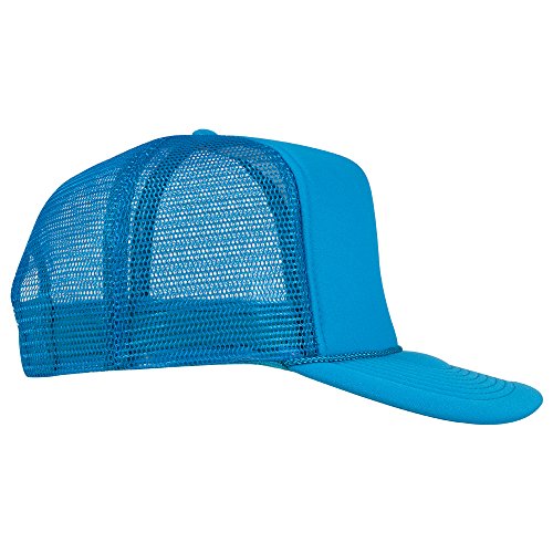 OTTO Neon Polyester Foam Front 5 Panel High Crown Mesh Back Trucker Hat - color: N. Blue