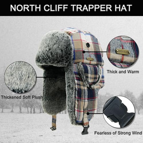 Unisex Winter Trapper Hat Cold Proof Keep Warm Hat with Ear Flaps for Hunting Skiing Trooper Outdoor Activities - color: Candy Series-brown&black, size: Medium-Large
