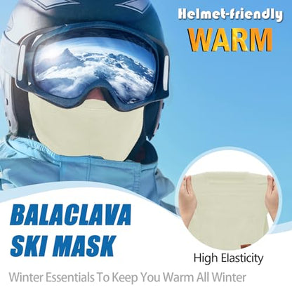 Winter Balaclava Ski Mask for Men Women - Windproof Thermal Face Mask for Snowboard Cycling Running for Cold Weather - color: Beige