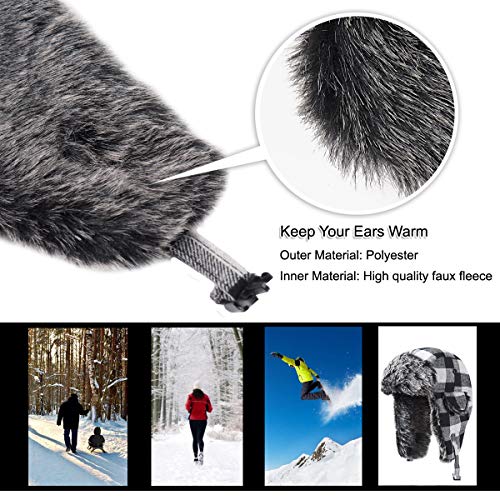ONWAY Trapper Hat Winter Hats for Women Men with Faux Fur Ear Flaps - color: Black