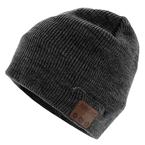 Wireless Music Beanie Hat for Men Women Music Beanie with Headphones Headset Stereo Speakers Microphone Cap Hat Boys Girls Teens Tech Beanie hat - color: Line Deep Grey