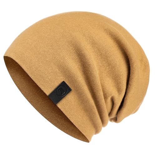 Warm Slouchy Beanie Hat - Deliciously Soft Daily Beanie in Fine Knit - color: Sand