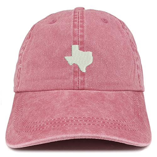 Trendy Apparel Shop Texas State Map Embroidered Washed Cotton Adjustable Cap - color: Burgundy