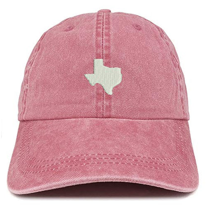 Trendy Apparel Shop Texas State Map Embroidered Washed Cotton Adjustable Cap - color: Burgundy
