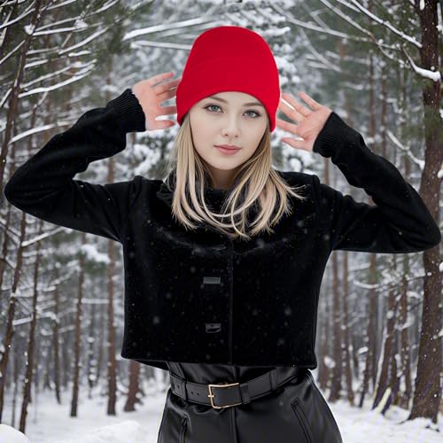 Pistha Beanie for Men Women-Knit Beanie Hats Skull Cap Winter Warm Hat - color: Red