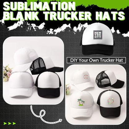Hercicy 40 Pack Blank Trucker Hat Bulk - color: Classic Black and White