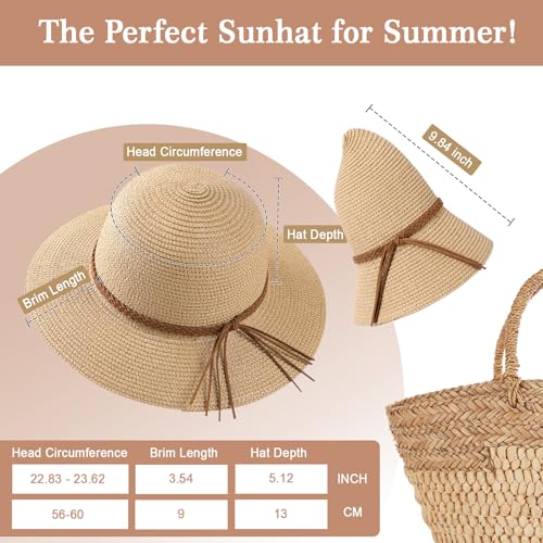 Tavaleu Beach Hat Foldable Wide Brim UV Protection for Women Summer Sun Hat - color: Khaki-6