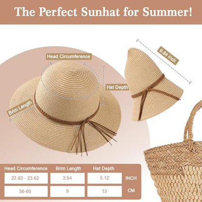 Tavaleu Beach Hat Foldable Wide Brim UV Protection for Women Summer Sun Hat - color: Khaki-6