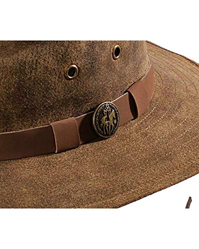 Outback Trading Men's 1356 Kodiak Water-Resistant UPF 50 Distressed Leather Western Hat with Adjustable Chin Cord - size: Small