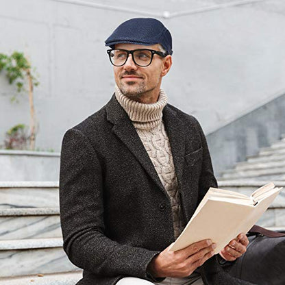 Geyoga 3 Pcs Mesh Newsboy Cap, Adjustable Mesh Cap - color: Light Gray, Navy Blue, Black