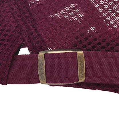 VOBOOM Men Mesh Newsboy Flat Cap Ivy Cabbie Newsboy Cap - color: Burgundy