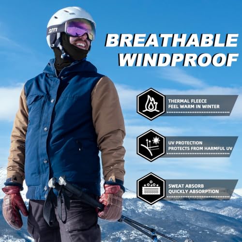 ROCKBROS Windproof Thermal Balaclava Ski Mask for Men and Women Cycling - color: Thick-fleece Black*3