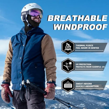 ROCKBROS Windproof Thermal Balaclava Ski Mask for Men and Women Cycling - color: Thick-fleece Black*3