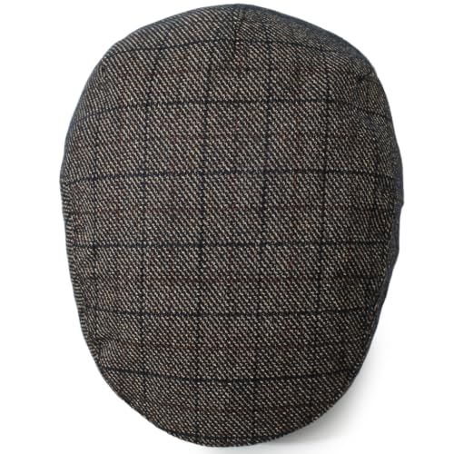 Men's Newsboy Cap with Earflaps Flat Ivy Caps Gatsby Golf Cabbie Hats - color: Coffee Square