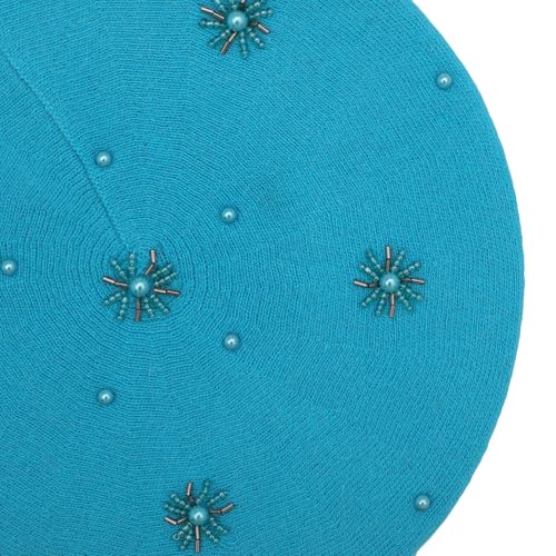 ZLYC Women French Beret Hat Reversible Knit Thickened Warm Artist Cap - color: Plain Blue