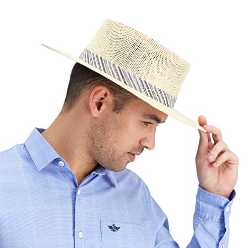 Dockers Men's Straw Fedora and Panama Hat - color: Navy Gambler, size: Small-Medium