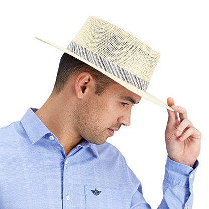 Dockers Men's Straw Fedora and Panama Hat - color: Navy Gambler, size: Small-Medium