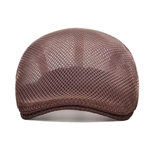 VOBOOM Men Mesh Newsboy Flat Cap Ivy Cabbie Newsboy Cap - color: Coffee