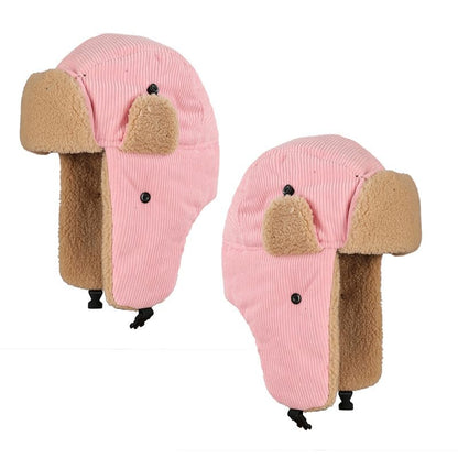 Unisex Winter Hats with Ear Flaps Cotton Trapper Hat Aviator Windproof Ski Cap Buckle Closure Ushanka Outdoor - color: Pink