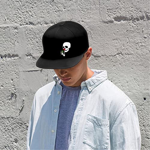 Snapback Hats for Men Flat Bill Black Adjustable Baseball Cap Trucker Hat for Dad American Flag Pirate Skull Caps Cool - color: Skeleton Hand Flower