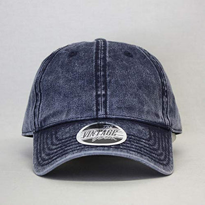 Heavy Washed Coated Canvas Wax-Look Adjustable Low Profile Men Women Baseball Cap - color: Snow Washed Navy
