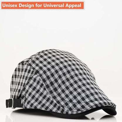 Women's Berets: Black Houndstooth Red Beret Hats for Women Fall Winter Fashion Outfit - color: Advance-plaid-black