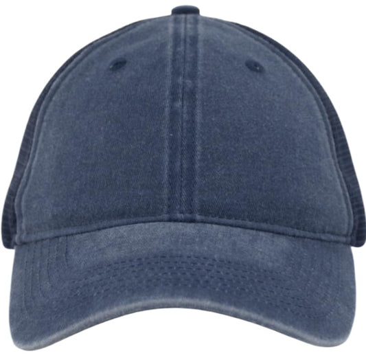 Vintage Washed Soft Crown Baseball Cap Plain Snapback Trucker Hat Men Women Adjustable Distressed Mesh-Back Ball Cap - color: Navy, size: One Size