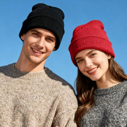 ZOORON Beanie for Men Women Warm Winter Hat Unisex Soft Knit Cuffed Beanie - color: Camel