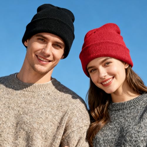 ZOORON Beanie for Men Women Warm Winter Hat Unisex Soft Knit Cuffed Beanie - color: Brilliant Yellow