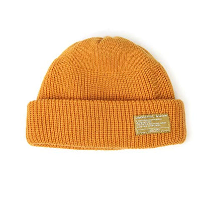 UNDERCONTROL Winter Trawler Fisherman Beanie Men Women Unisex Stylish Plain Docker Skull Hat Roll up Watch Cap Color Pack - color: Mustard