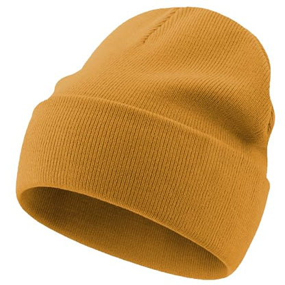 100% Cotton Beanie Lengthen Cuffed Beanies Knit Winter Hats Unisex - color: 1-yellow