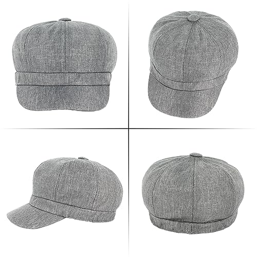 Women Cotton Blend Newsboy Cap Cabbie Paperboy Painter Visor Hat - color: Grey B