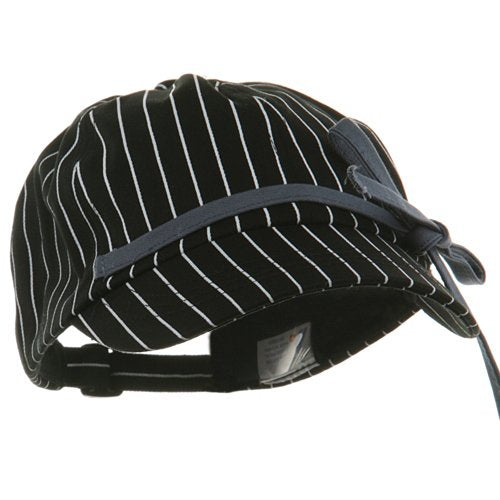 e4Hats.com Ladies White Stripe 6 Panel Newsboy Hat - color: Black