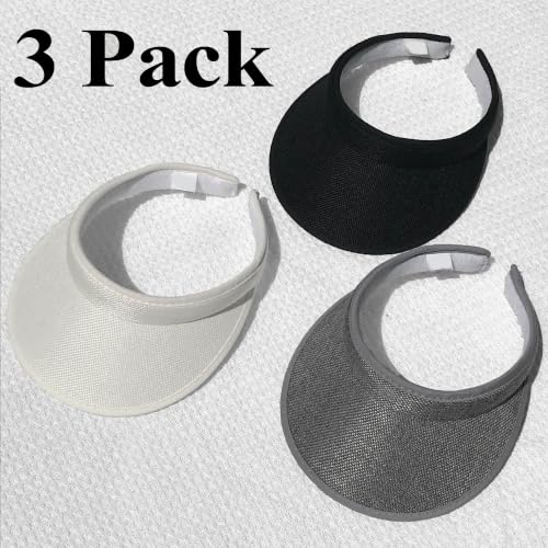 3 Pieces Clip On Visors Women Men Visor Outdoor Sports Golf Hat - color: Black, Beige, Grey
