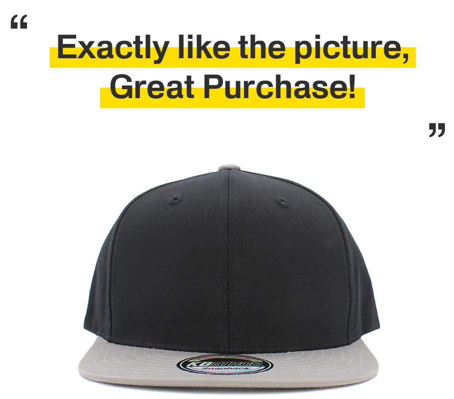 KBETHOS Classic Snapback Hat Blank Cap Underbrim Cotton Wool Blend Flat Visor Adjustable Unisex - color: Black Light Gray