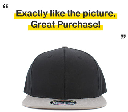 KBETHOS Classic Snapback Hat Blank Cap Underbrim Cotton Wool Blend Flat Visor Adjustable Unisex - color: Black Light Gray