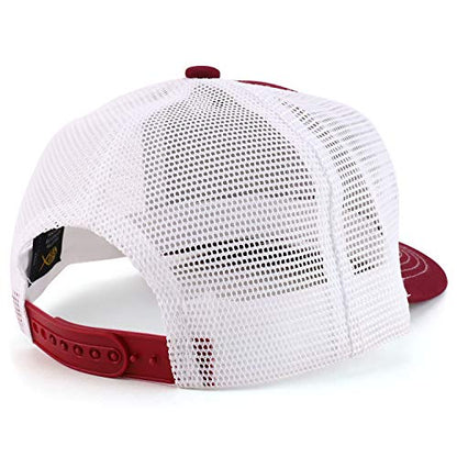 Trendy Apparel Shop Thinking Cap Washed Two Tone Trucker Baseball Cap - color: Burgundy White