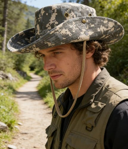 Camouflage-Sun Hat for Men-Women-Breathable-Boonie Hats-Fishing Bucket Cap